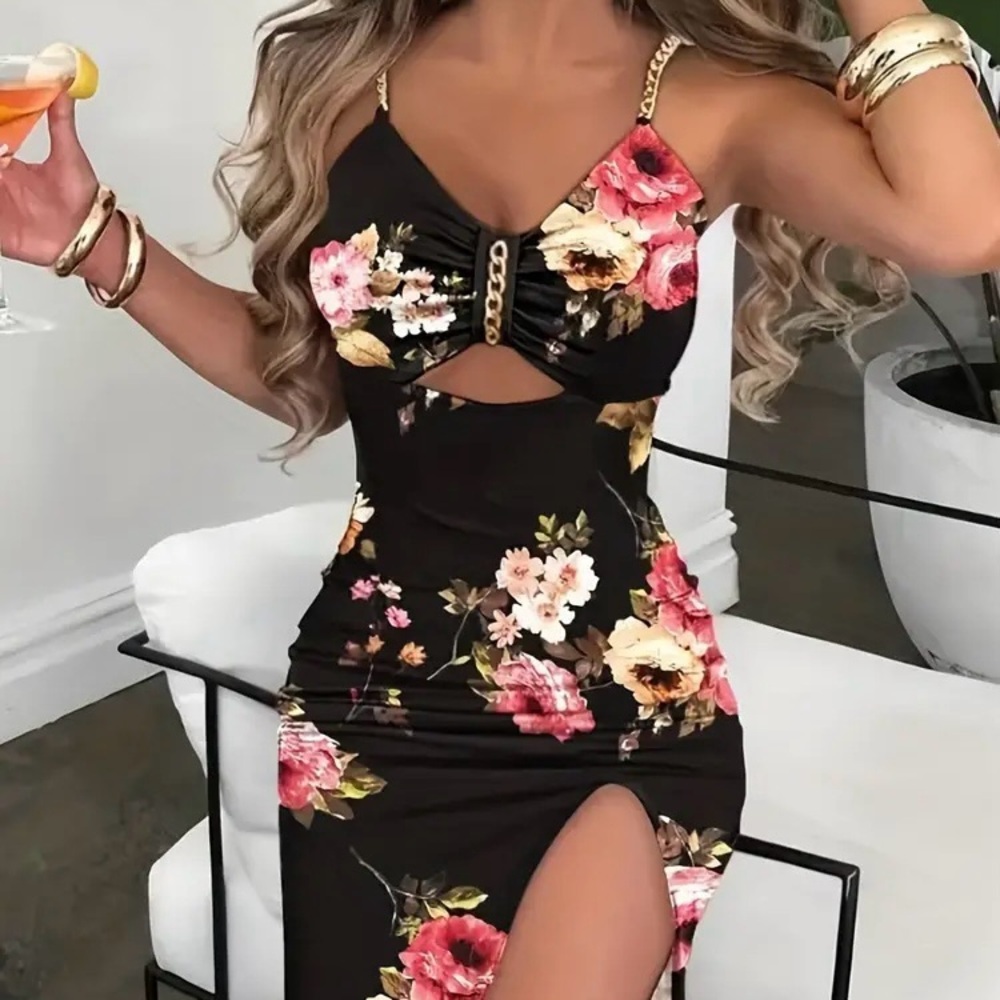 BLACK FLORAL DRESS - Picture 2 of 2